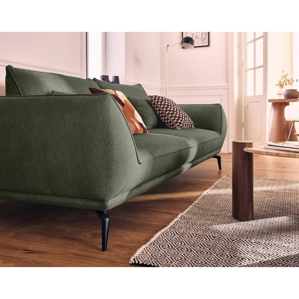 LISA DESIGN Arica - canapé droit 3 places convertible en tissu texturé