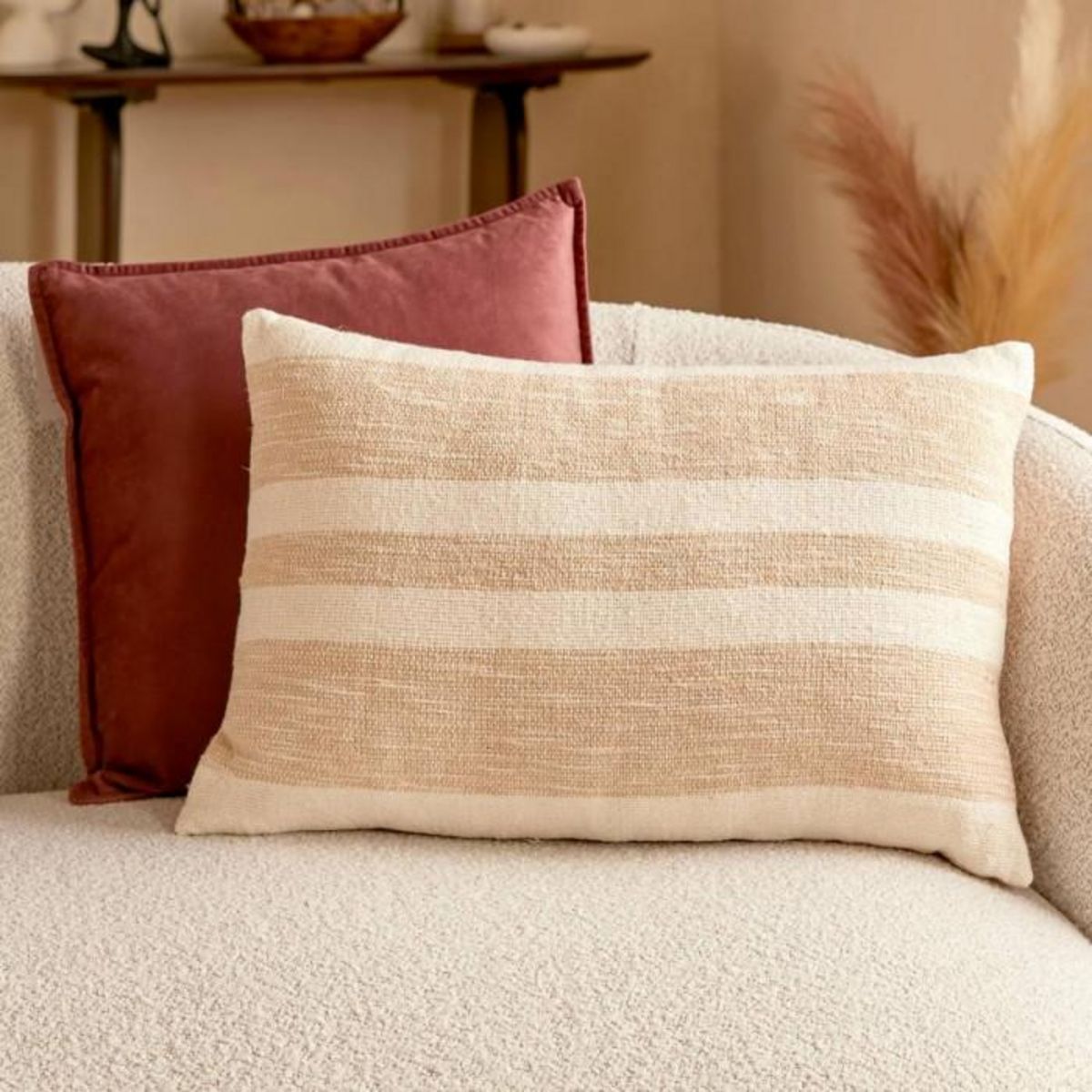 ATMOSPHERA Coussin à Rayures Effet Jute  Laini  38x58cm Naturel