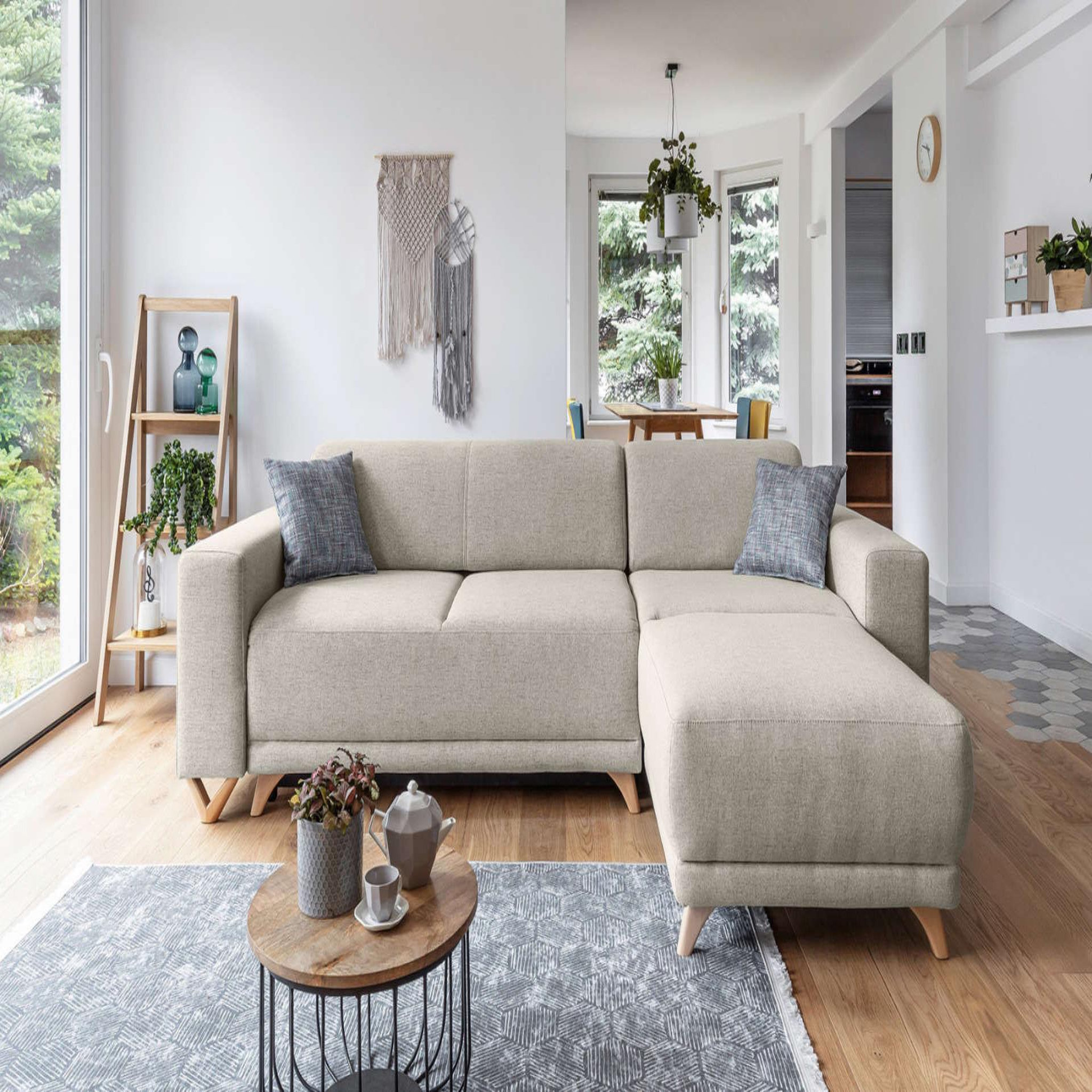 Voir la diapositive 2 : BEST MOBILIER Bella - canapé d'angle réversible convertible - avec coffre - 4 places - tissu