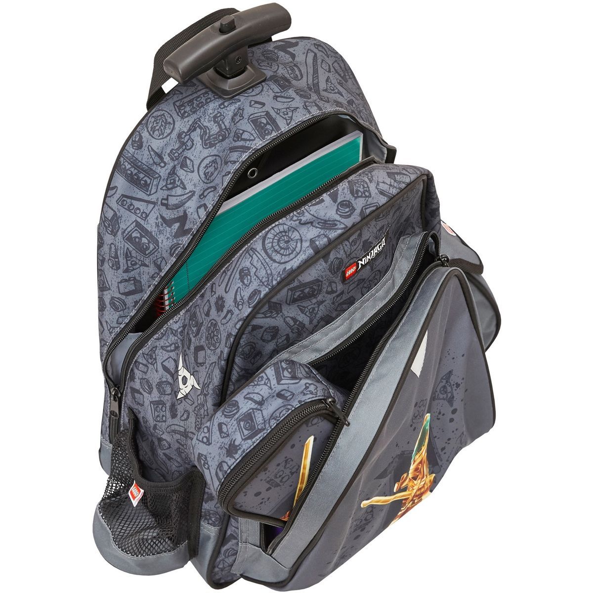 LEGO Sac à dos à roulettes noir et or NINJAGO