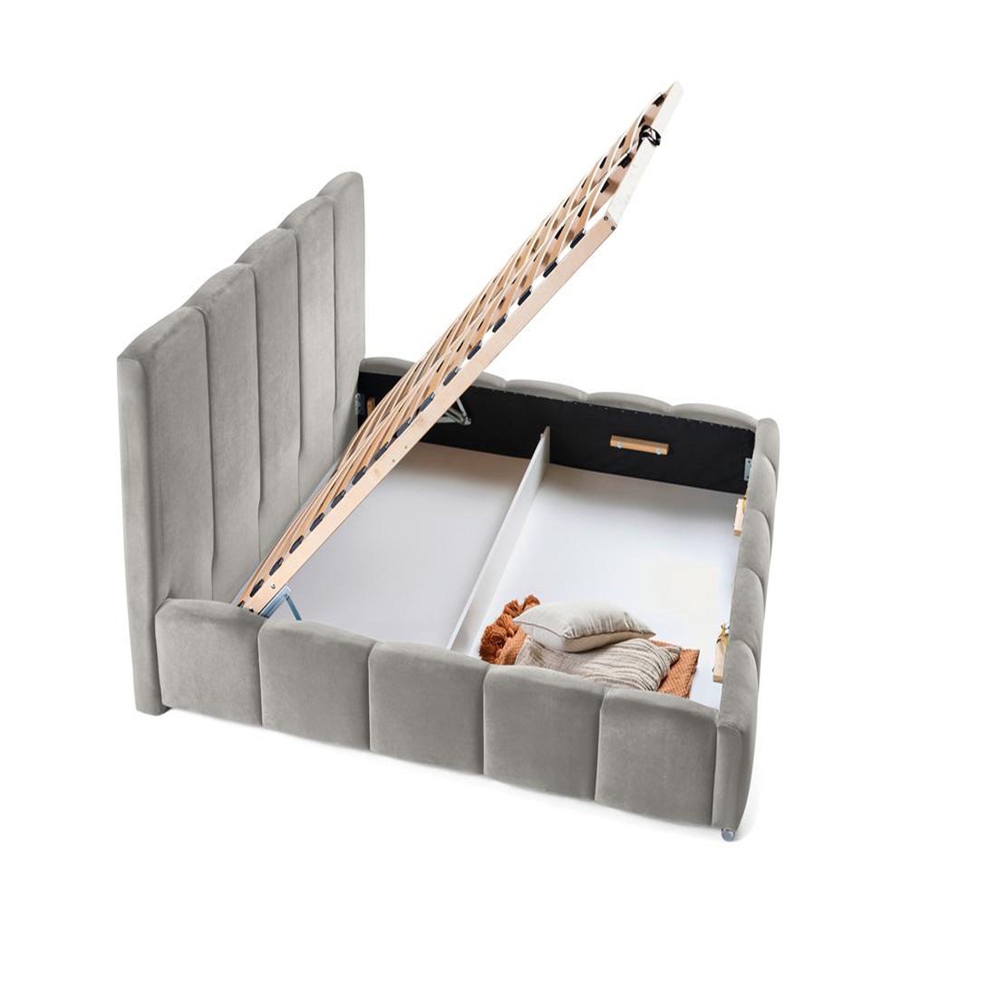 Voir la diapositive 3 : BEST MOBILIER Torreon - lit coffre - 180x200 - sommier inclus - en velours