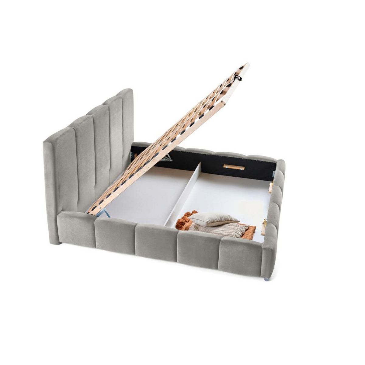 BEST MOBILIER Torreon - lit coffre - 180x200 - sommier inclus - en velours