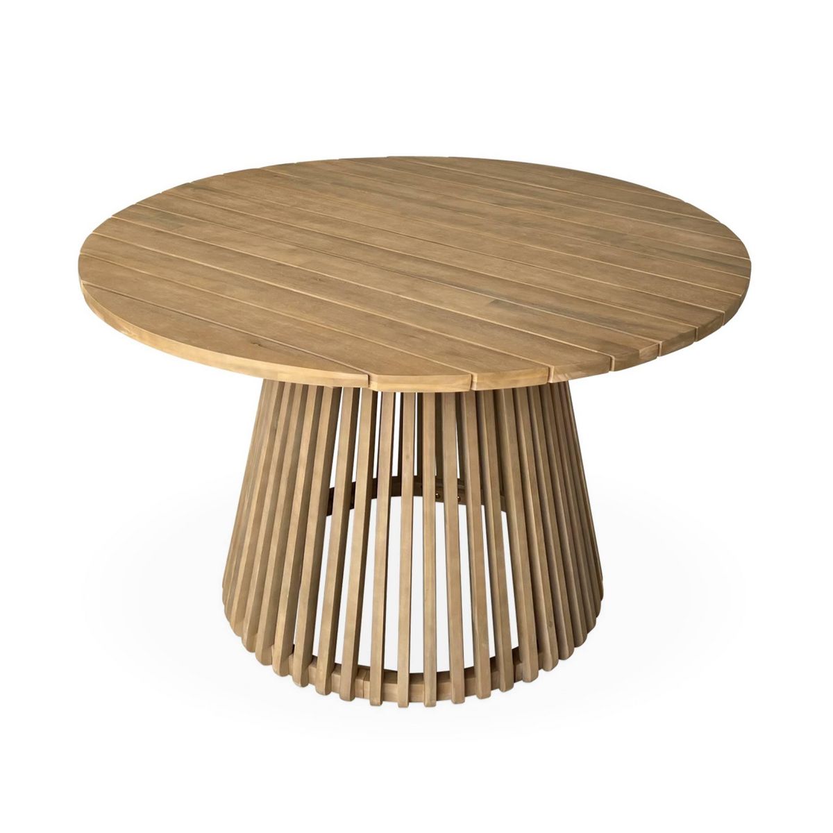 SWEEEK Table à manger intérieur/extérieur bois d'acacia + 4 assises en bois et corde beige