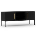 BEST MOBILIER Felicia - meuble tv - noir - 2 portes et 2 niches - 120 cm. Coloris disponibles : Noir
