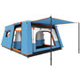 Voir la diapositive 1 : OUTSUNNY Tente de camping familiale 4-5 personnes - portes, fenêtres, sac de transport inclus - dim. 4,3 x 3 x 1,95 m - bleu