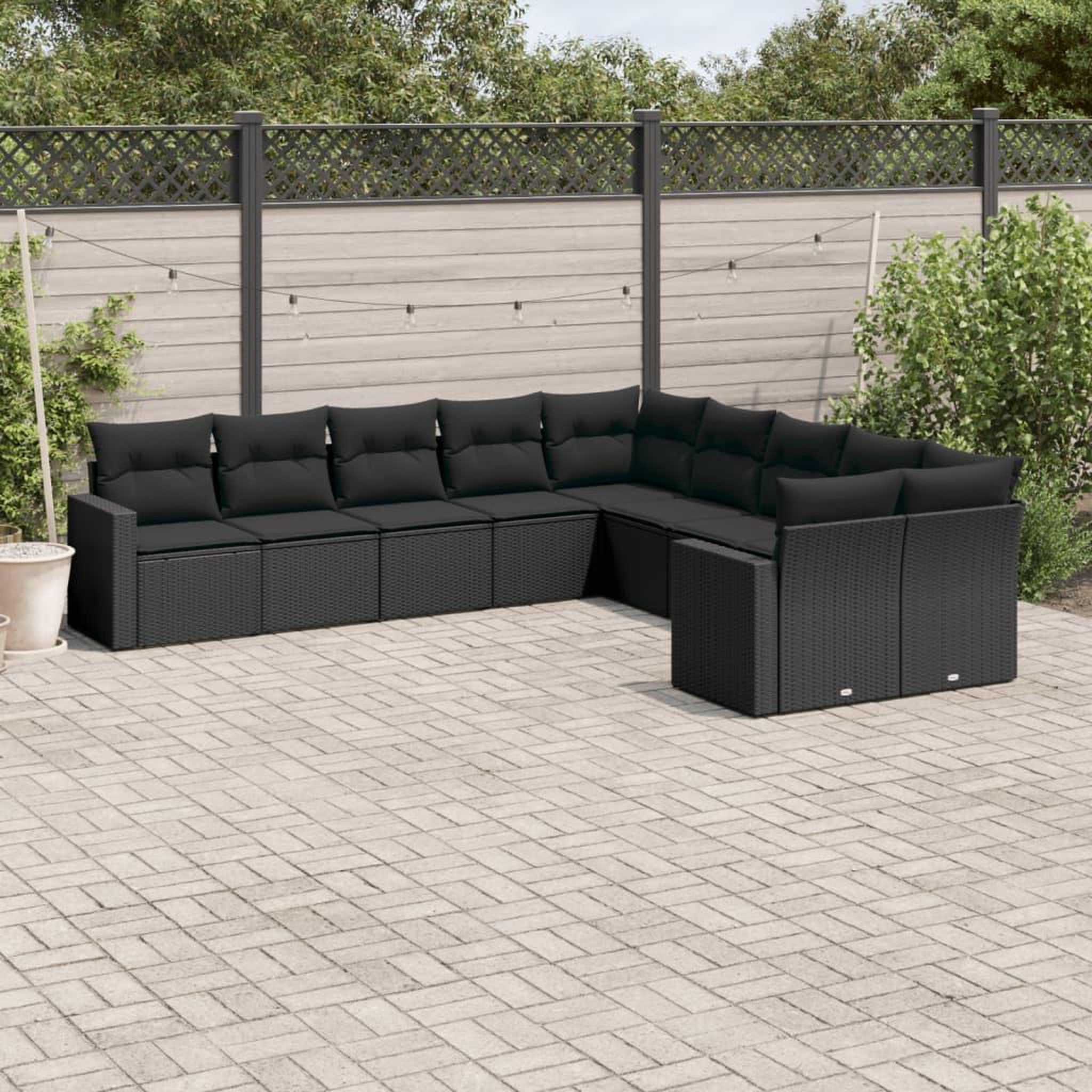 VIDAXL Salon de jardin 10 pcs avec coussins noir resine tressee
