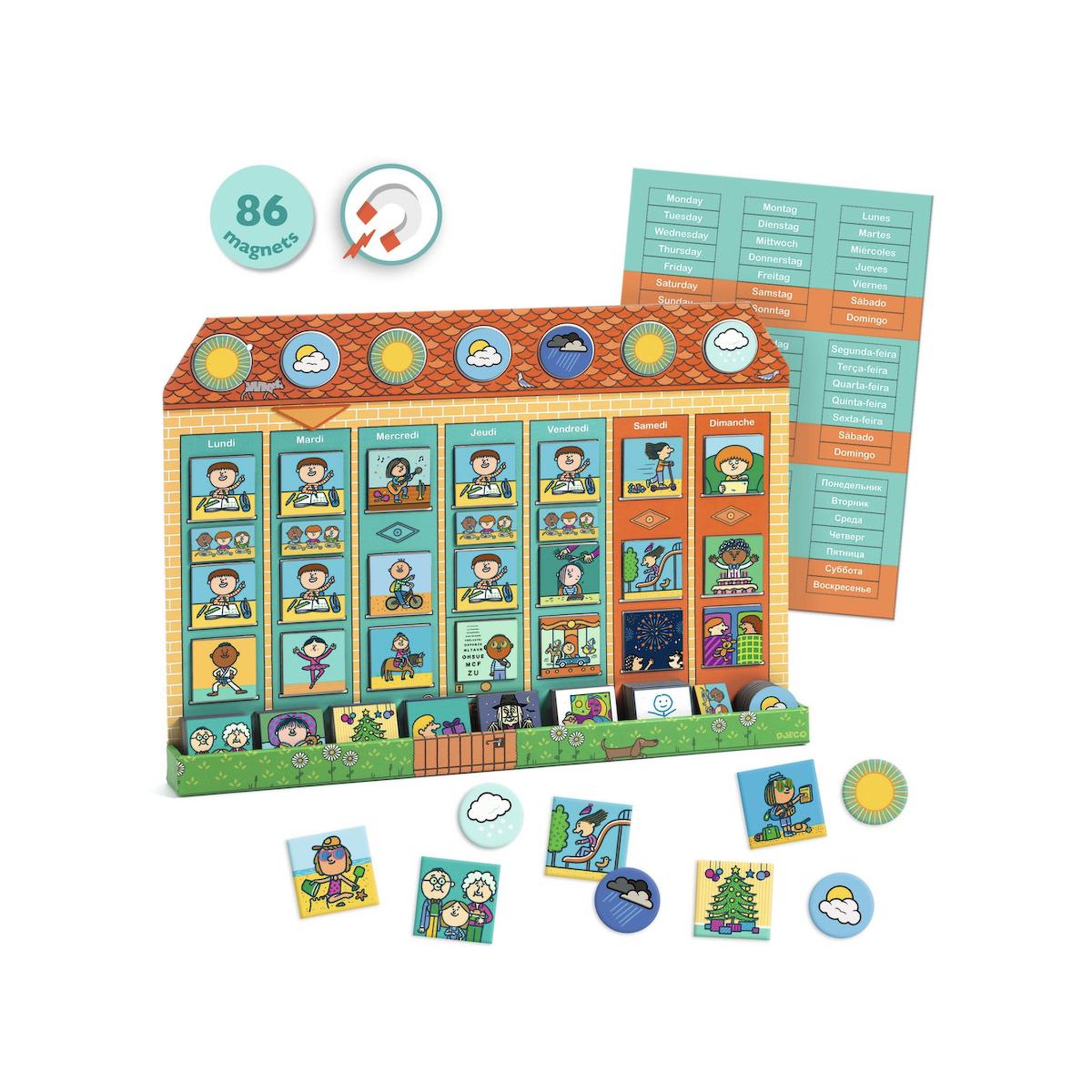 Voir la diapositive 2 : Djeco Ma semaine - 86 magnets -