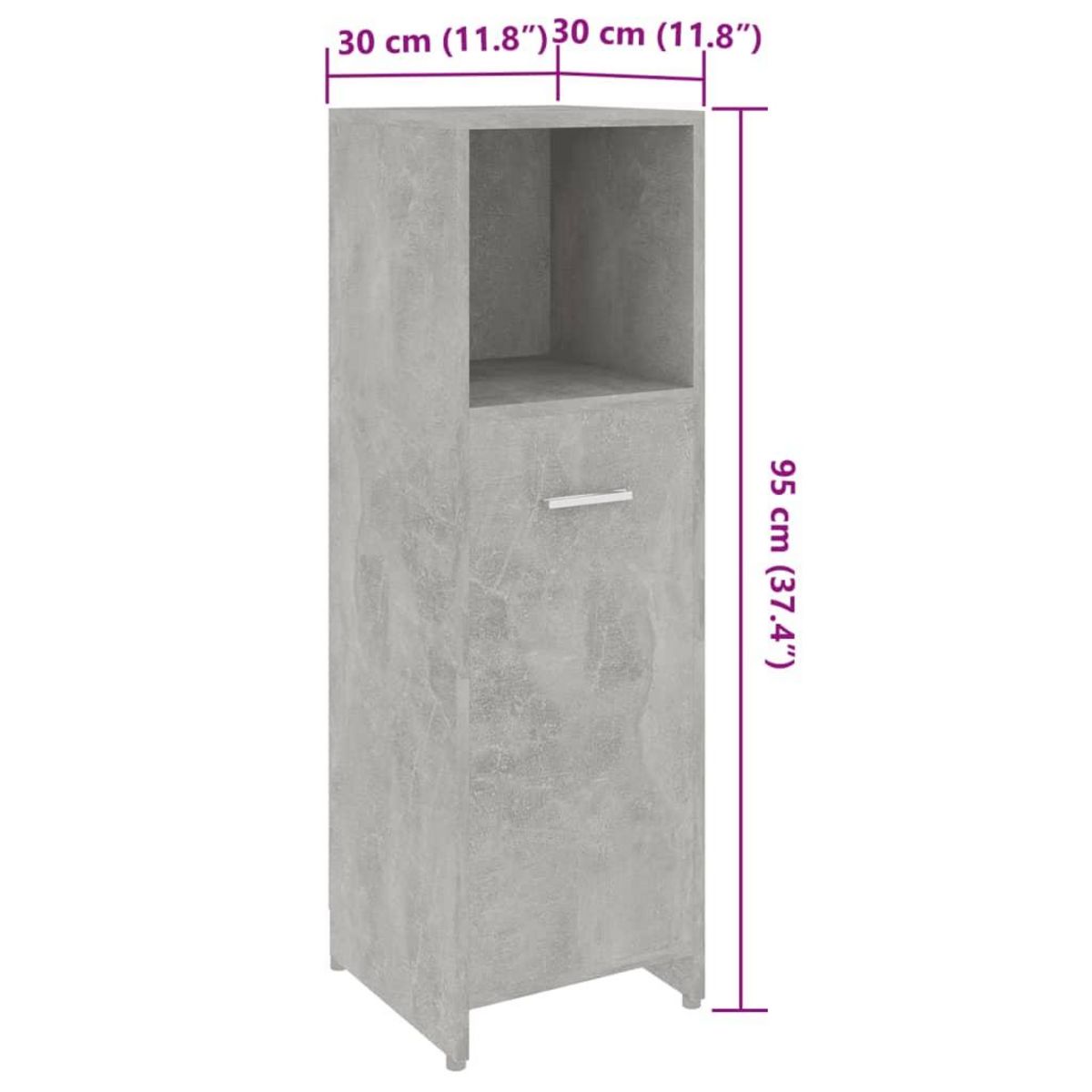 VIDAXL Armoire de salle de bain Gris beton 30x30x95 cm Bois ingenierie