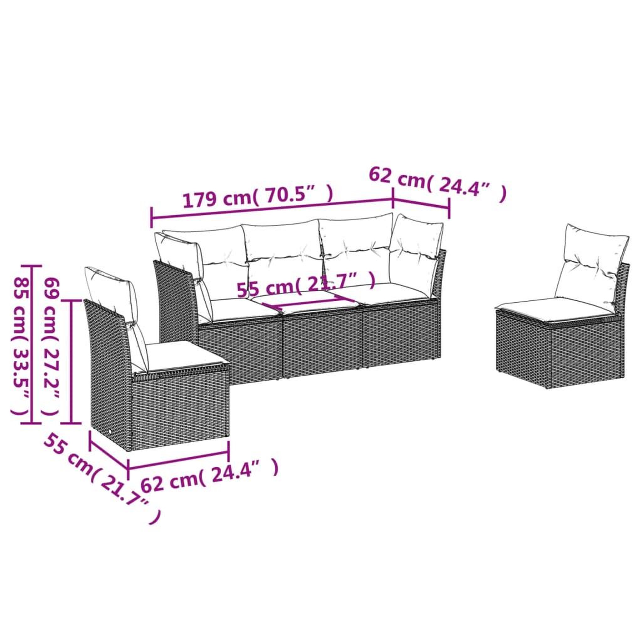 Voir la diapositive 3 : VIDAXL Salon de jardin avec coussins 5 pcs beige resine tressee