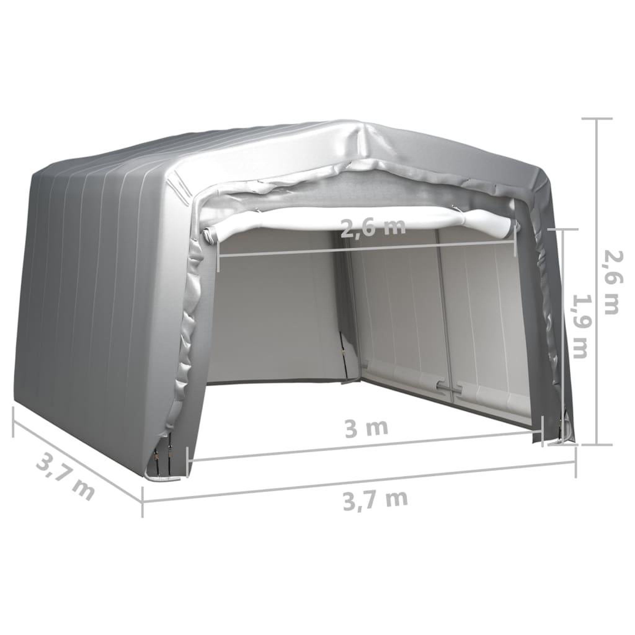 Voir la diapositive 6 : VIDAXL Tente de rangement 370x370 cm Acier Gris