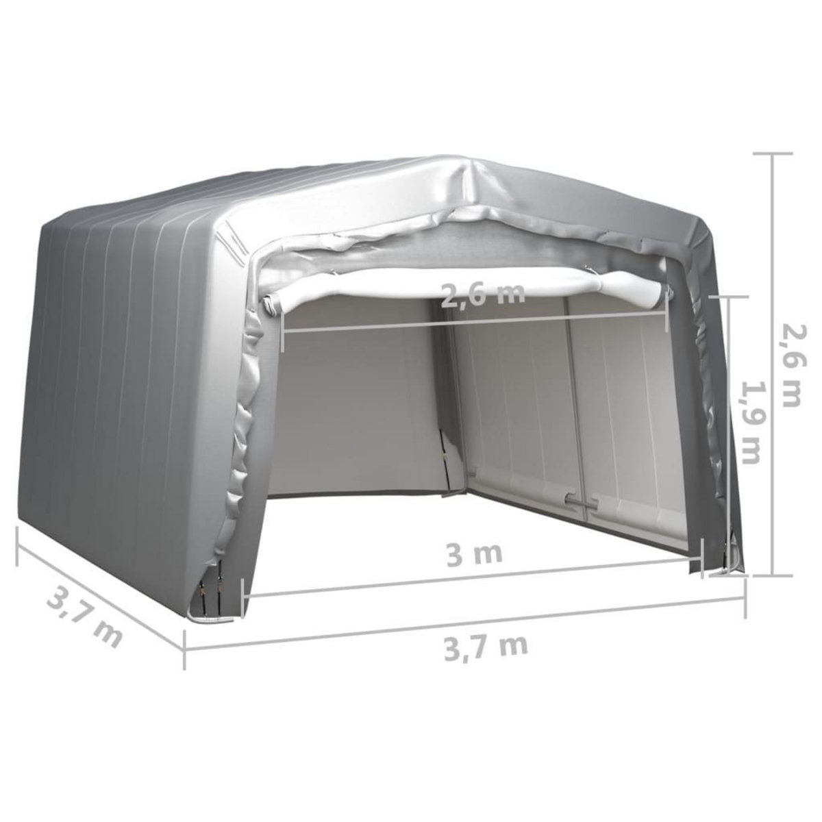 VIDAXL Tente de rangement 370x370 cm Acier Gris