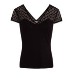 MORGAN T-shirt Noir Dentelle Femme Morgan DFLO. Coloris disponibles : Noir