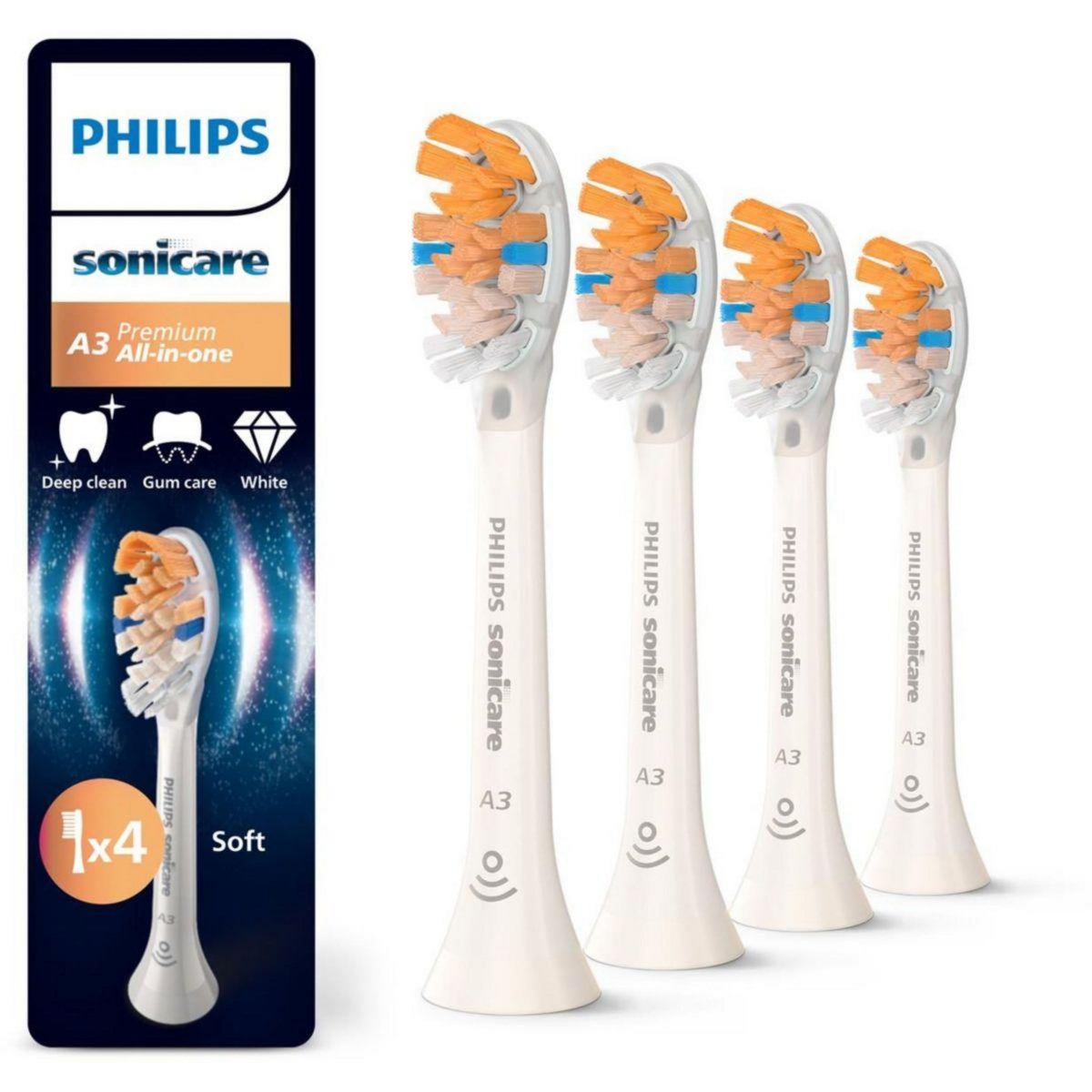 Philips Brossette dentaire Sonicare lot de 4 - HX9094/87  white All in One A3