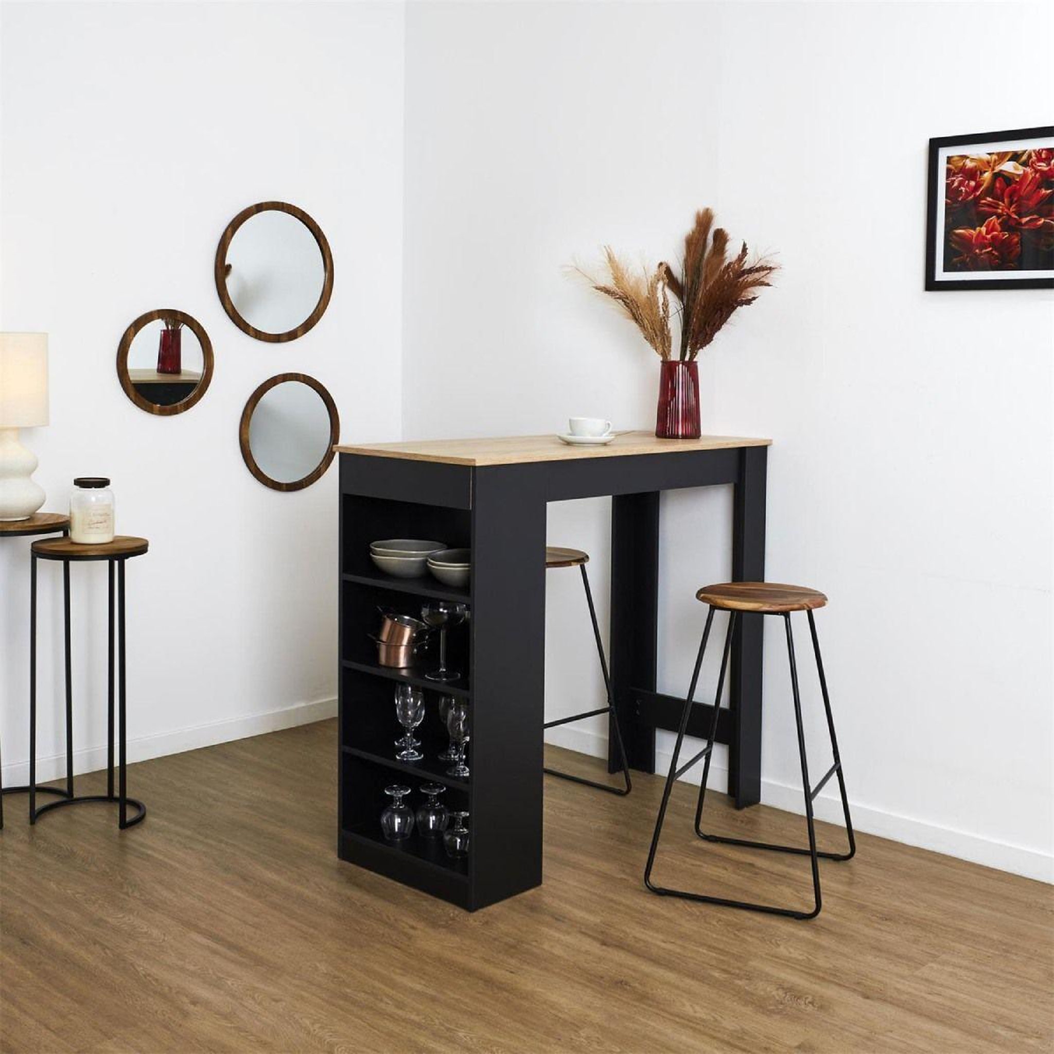 Voir la diapositive 6 : The Home Deco Factory Tabouret de bar  acacia  70cm naturel