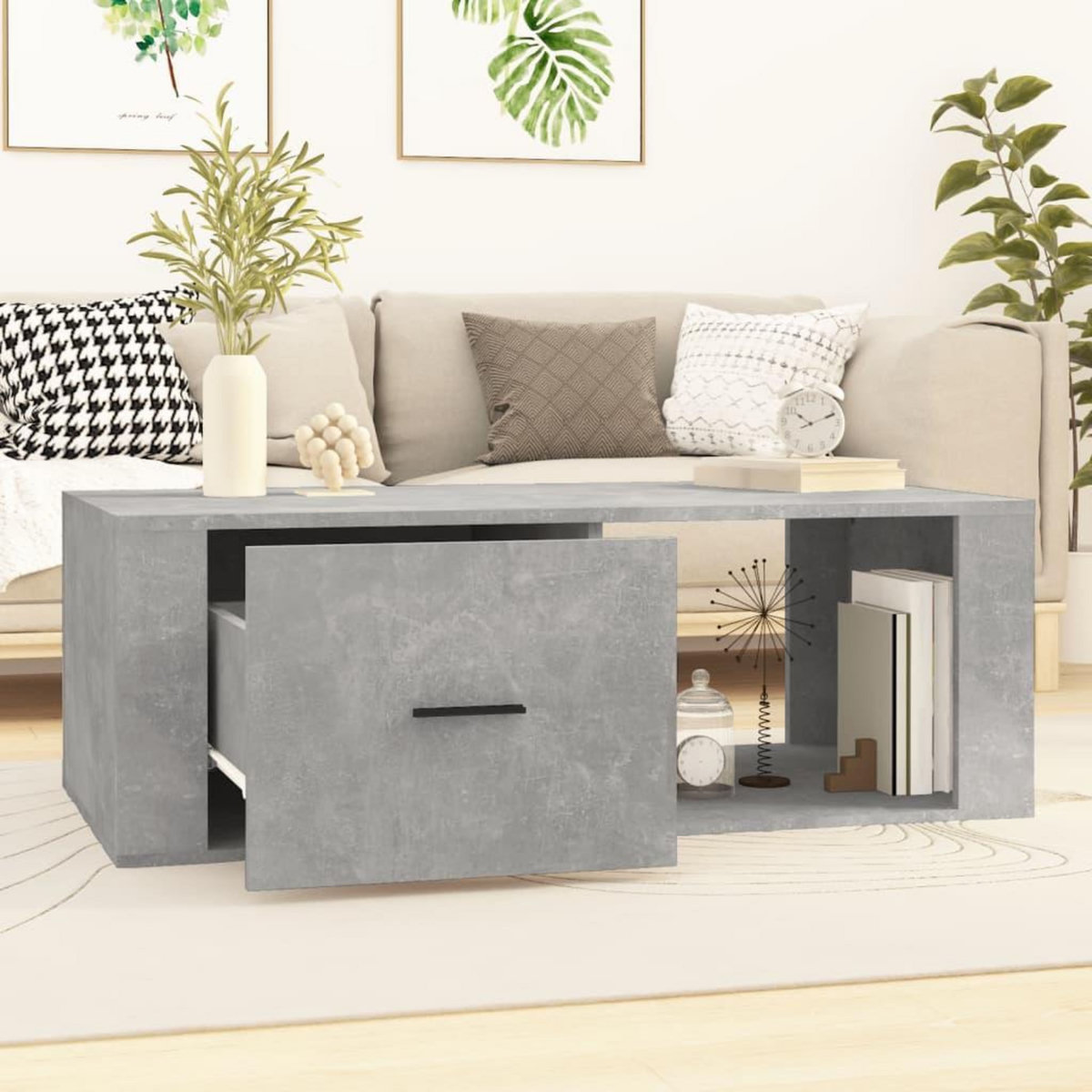 VIDAXL Table basse Gris beton 100x50,5x35 cm Bois d'ingenierie