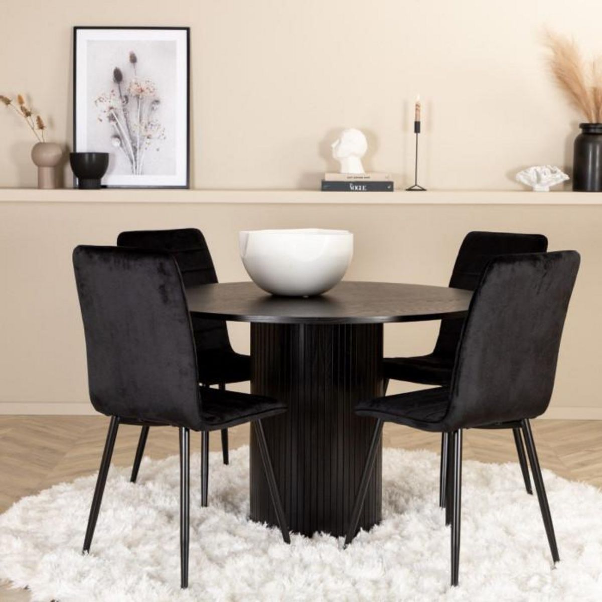 Paris Prix Table à Manger Ronde  Bianca  110cm Noir