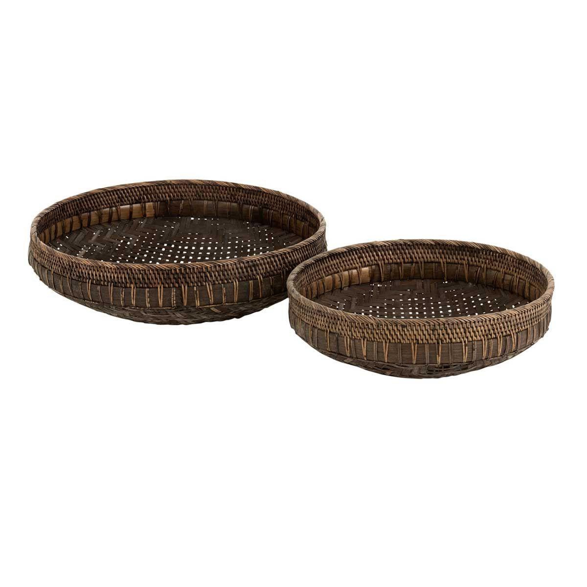 Voir la diapositive 1 : J-LINE Lot de 2 coupelles déco  rotin  50cm noir