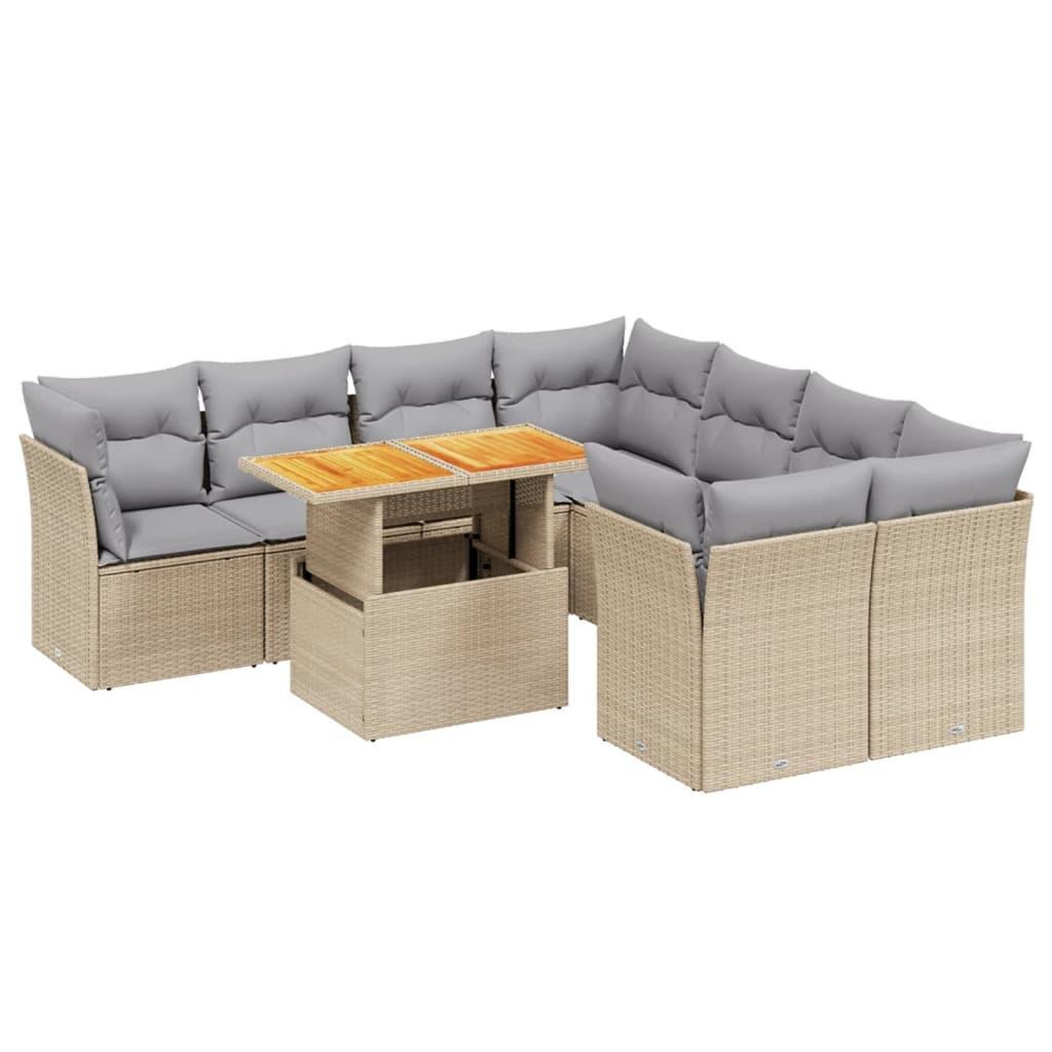 Voir la diapositive 2 : VIDAXL Salon de jardin avec coussins 9 pcs beige resine tressee