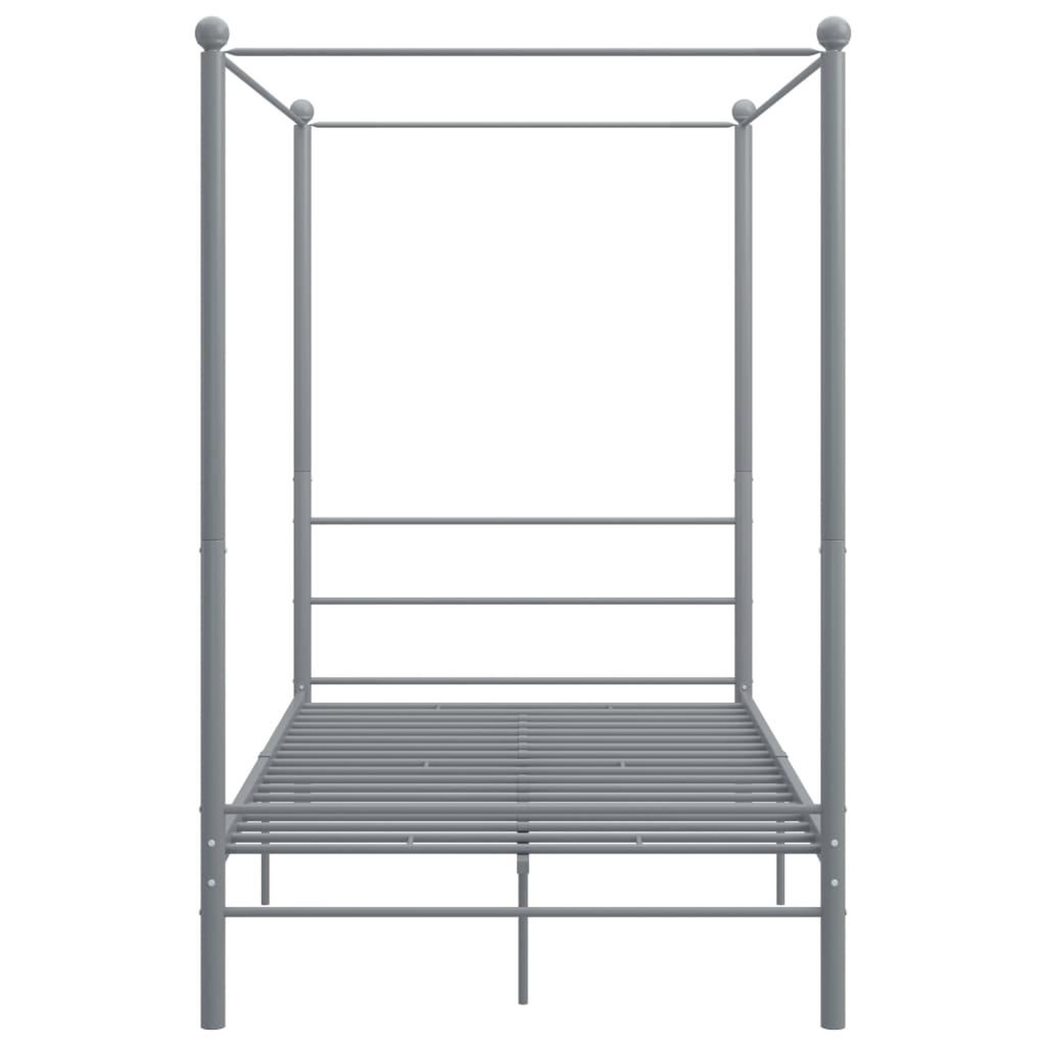 Voir la diapositive 4 : VIDAXL Cadre de lit a baldaquin Gris Metal 120x200 cm