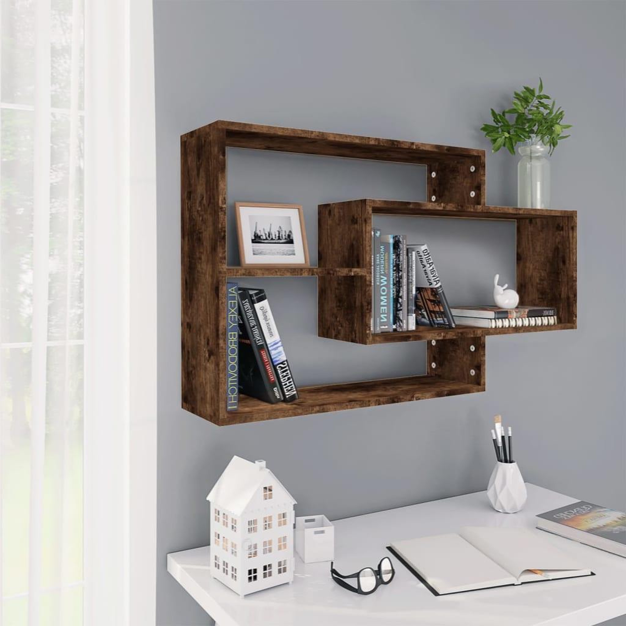 VIDAXL Etagere murale chene fume 104x20x58,5 cm bois d'ingenierie
