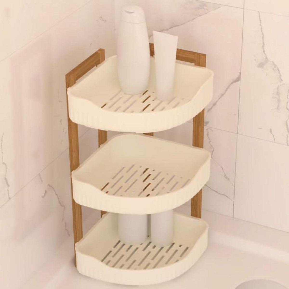 FIVE Étagère d'Angle de Douche 3 Niveaux  Natureo  45cm Blanc