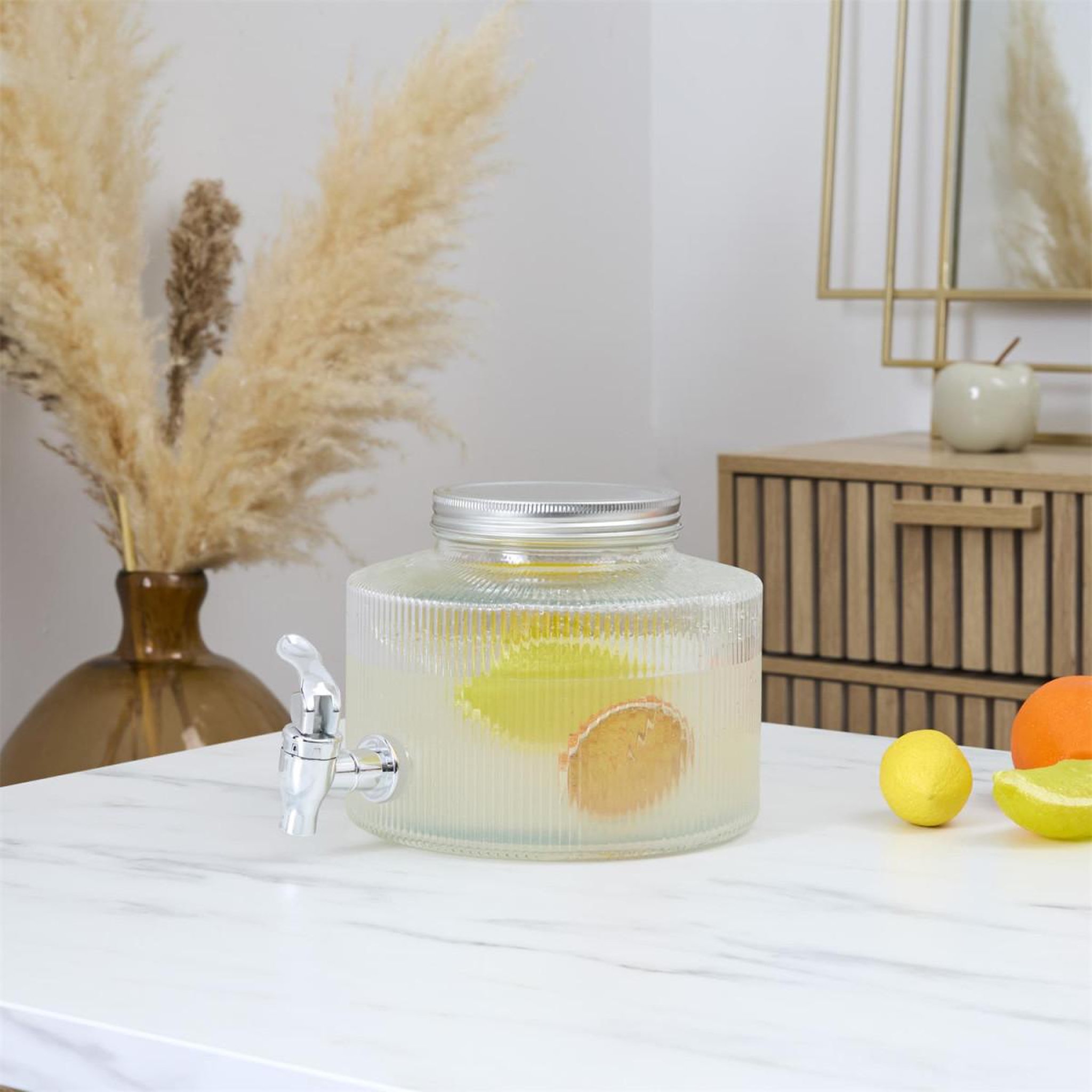 Voir la diapositive 4 : The Home Deco Factory Fontaine à boisson ronde  striée  2l transparent