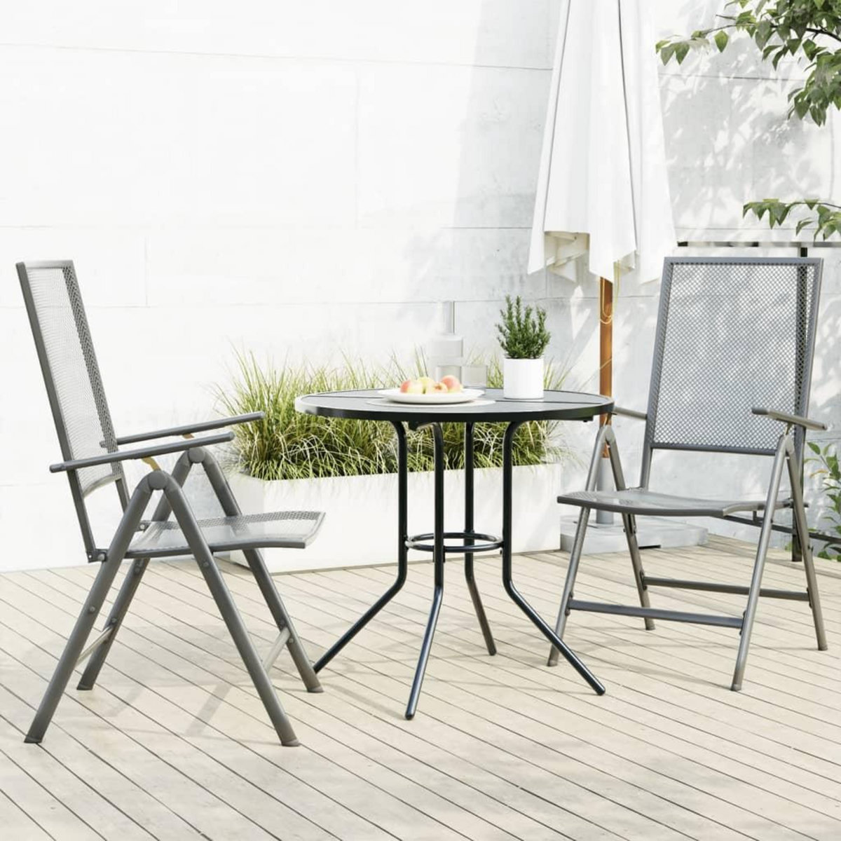 VIDAXL Ensemble de chaises de jardin inclinables 3 pcs anthracite
