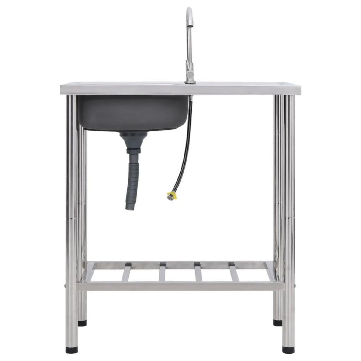 VIDAXL Evier de camping Seul lavabo avec robinet Acier inoxydable