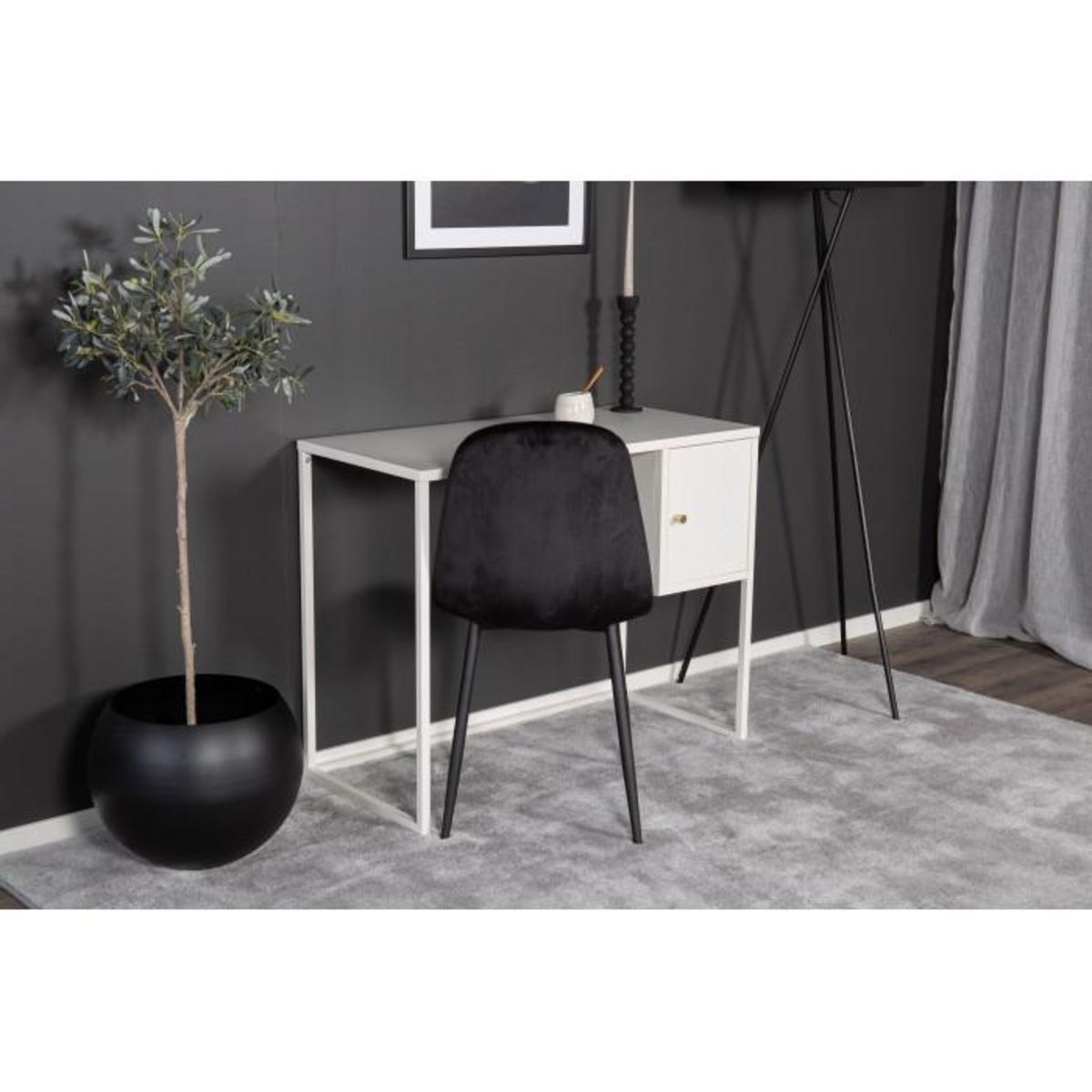 Paris Prix Bureau Design Avec Porte  Bakal  95cm Blanc