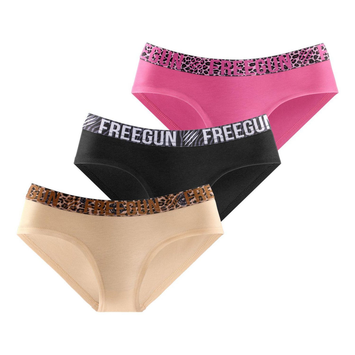 FREEGUN Lot de 3 culottes femme en coton Bestial
