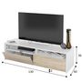 Voir la diapositive 4 : VS VENTA-STOCK Meuble tv Silva 2 portes, blanc et chêne, 130 cm longueur
