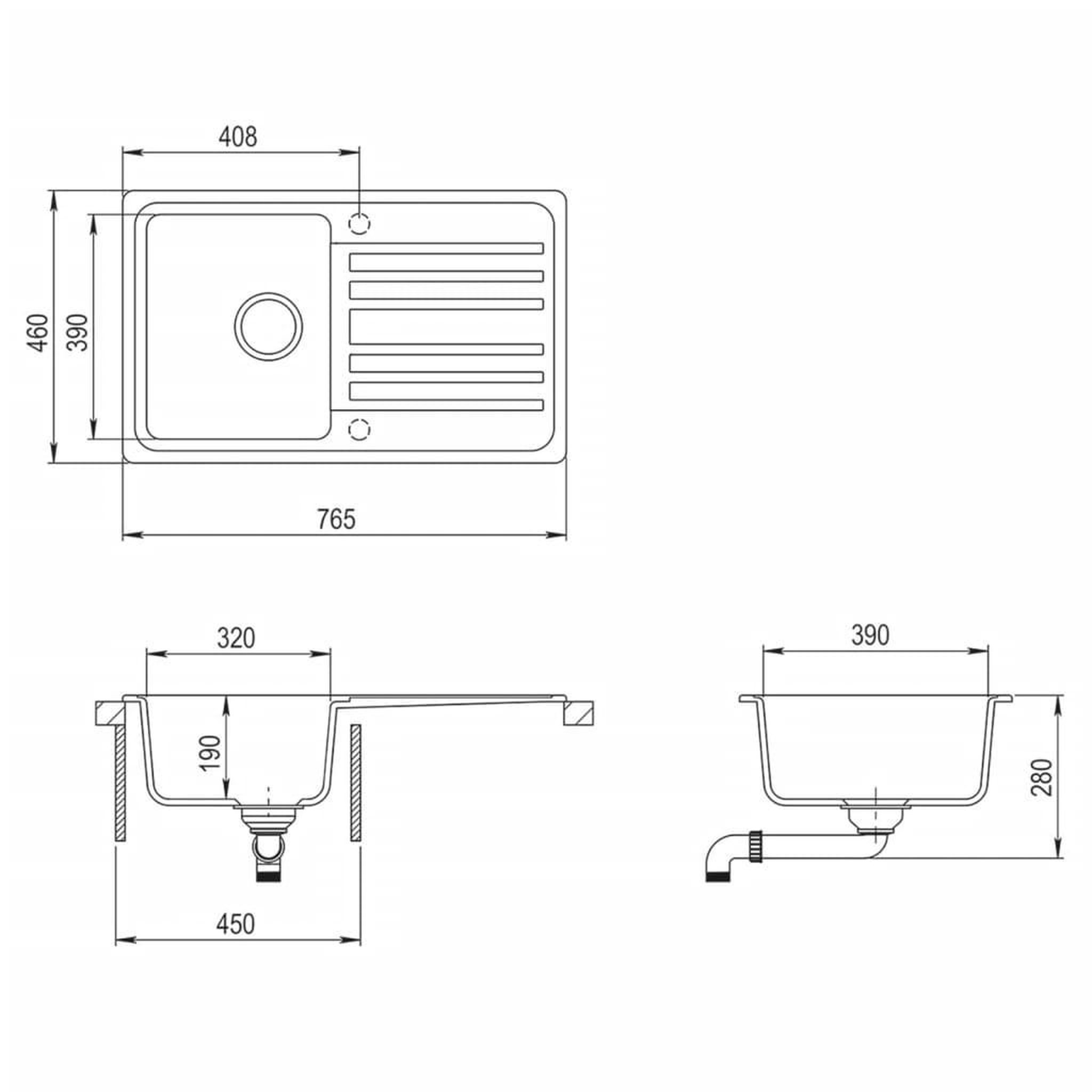 Voir la diapositive 6 : VIDAXL Evier de cuisine reversible a 1 bac en granite creme avec egouttoir