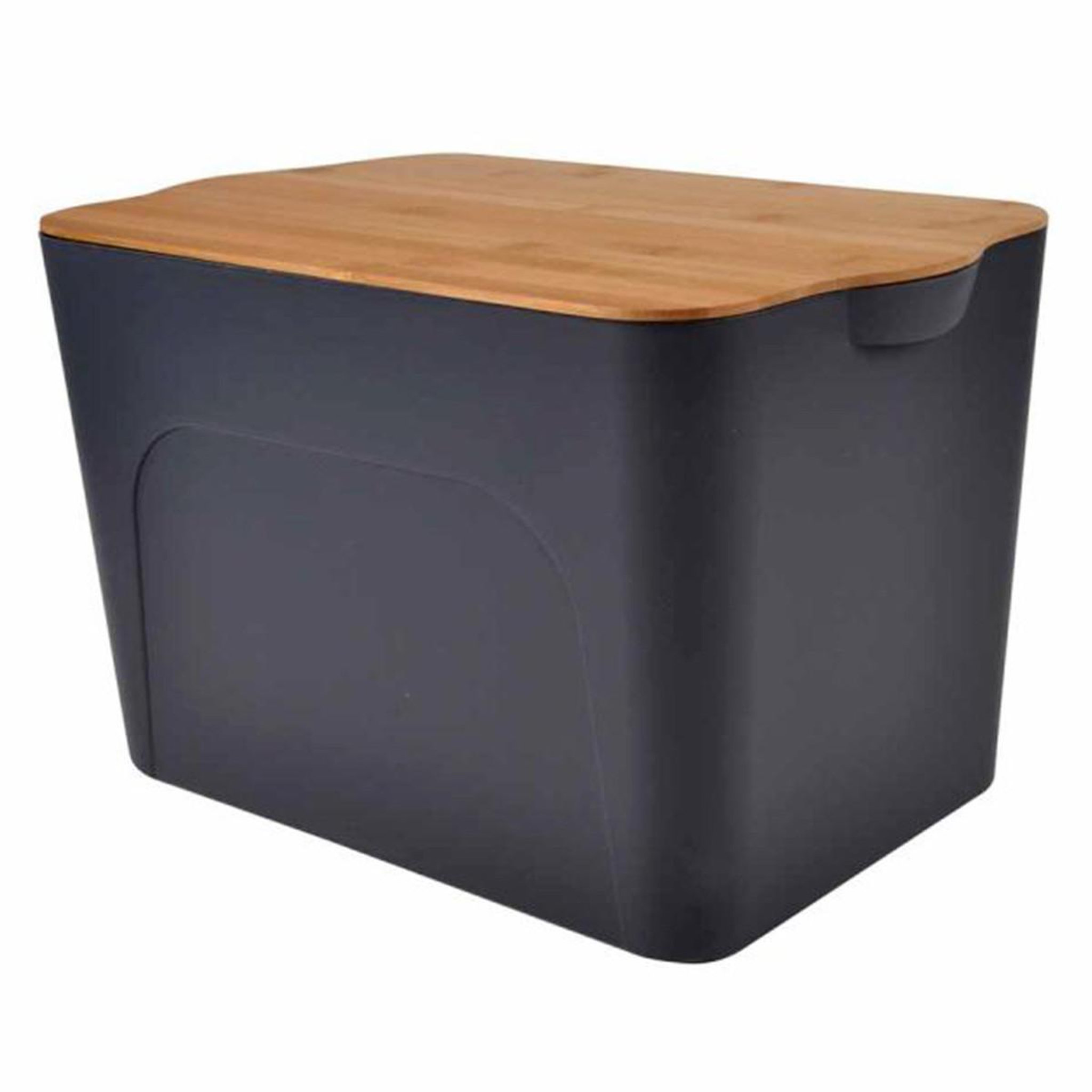 HOMEA Boîte de rangement déco  pratique  26l anthracite & naturel