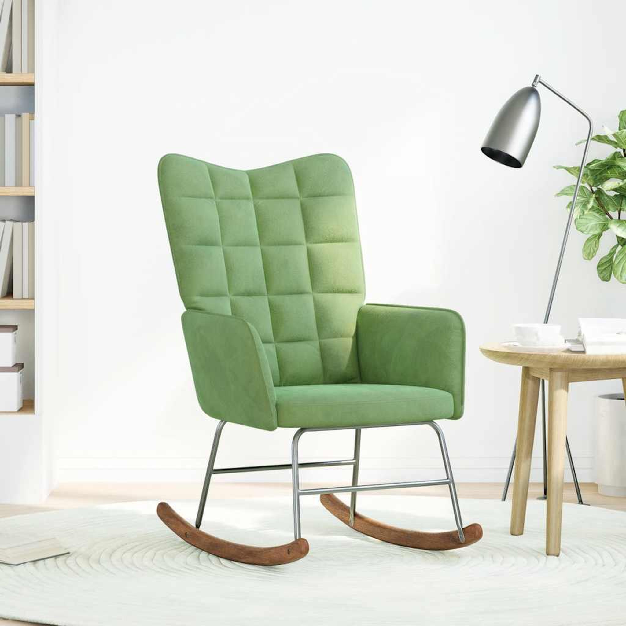 Voir la diapositive 3 : VIDAXL Chaise a bascule Vert clair Velours
