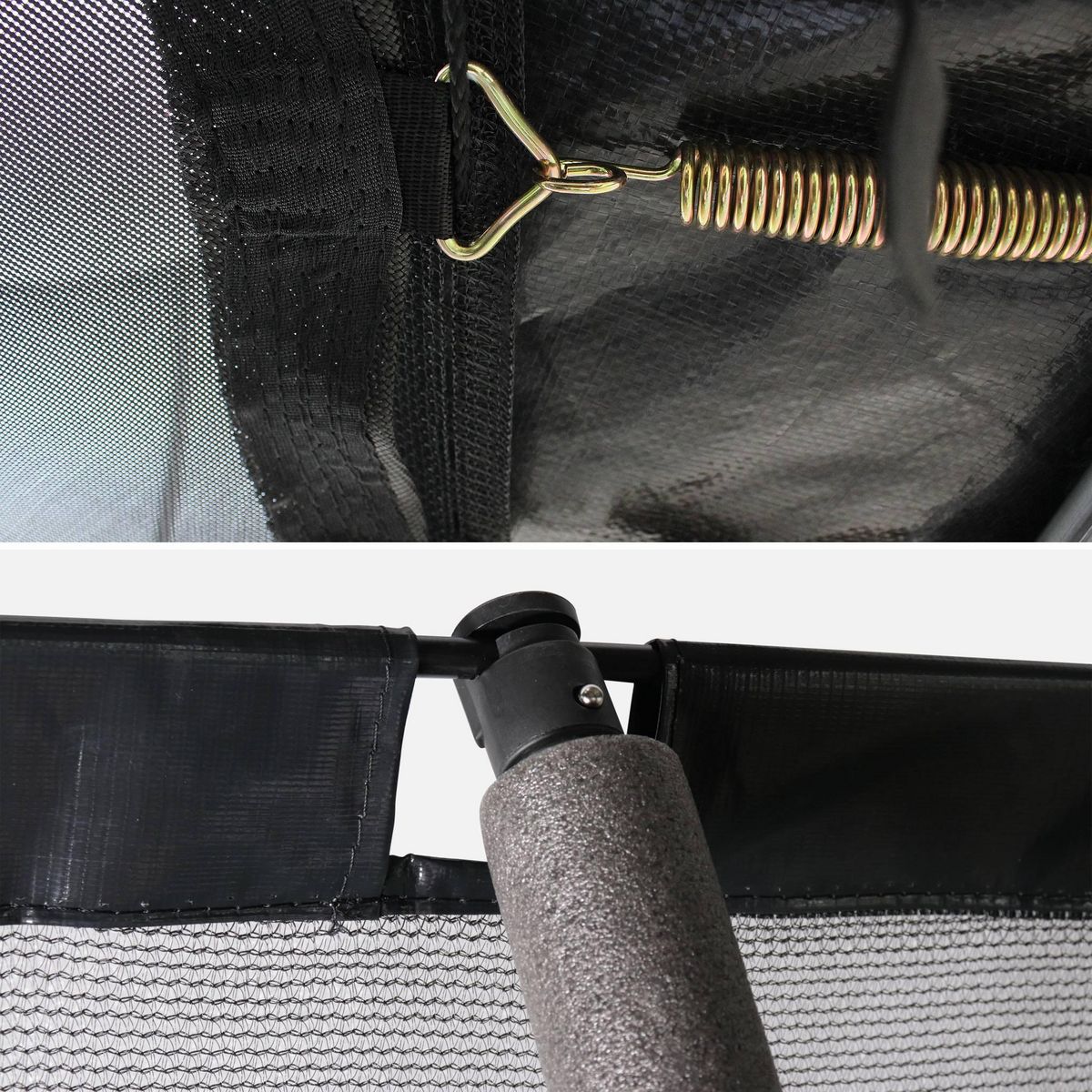 SWEEEK Trampoline rond Ø 250cm gris avec filet de protection intérieur - Pluton Inner – Nouveau modèle - trampoline de jardin 2.50 m 250 cm |Qualité PRO. | Normes EU.