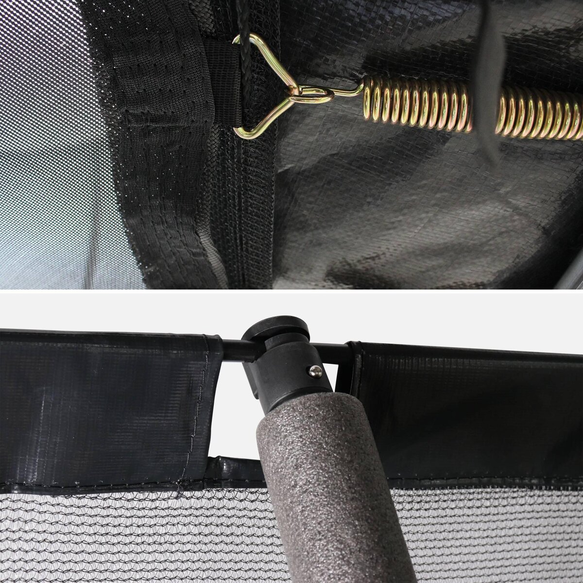 SWEEEK Trampoline rond Ø 250cm gris avec filet de protection intérieur - Pluton Inner – Nouveau modèle - trampoline de jardin 2.50 m 250 cm |Qualité PRO. | Normes EU.