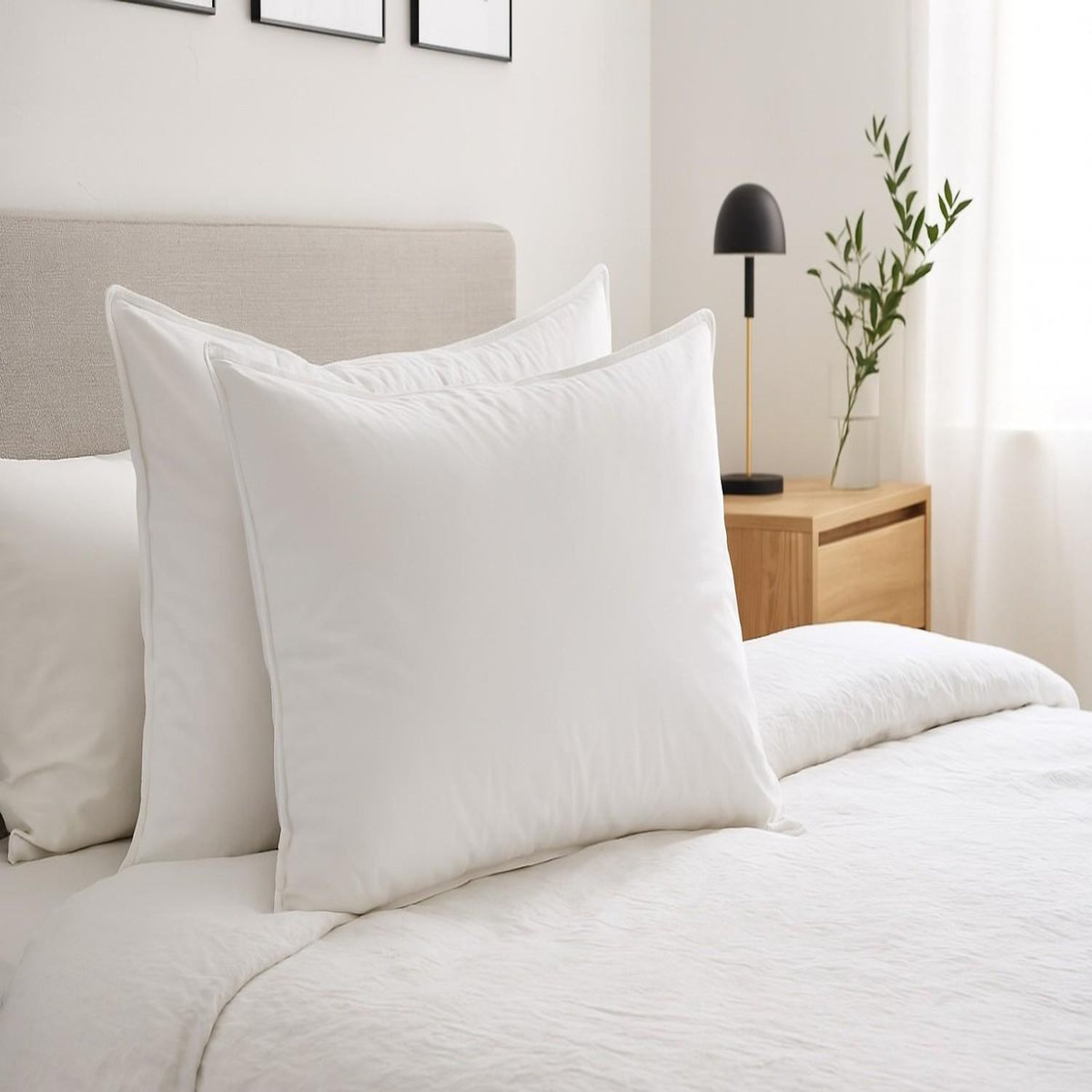 Home collection Lot de 2 oreillers en 100% coton et plume de canard blanc