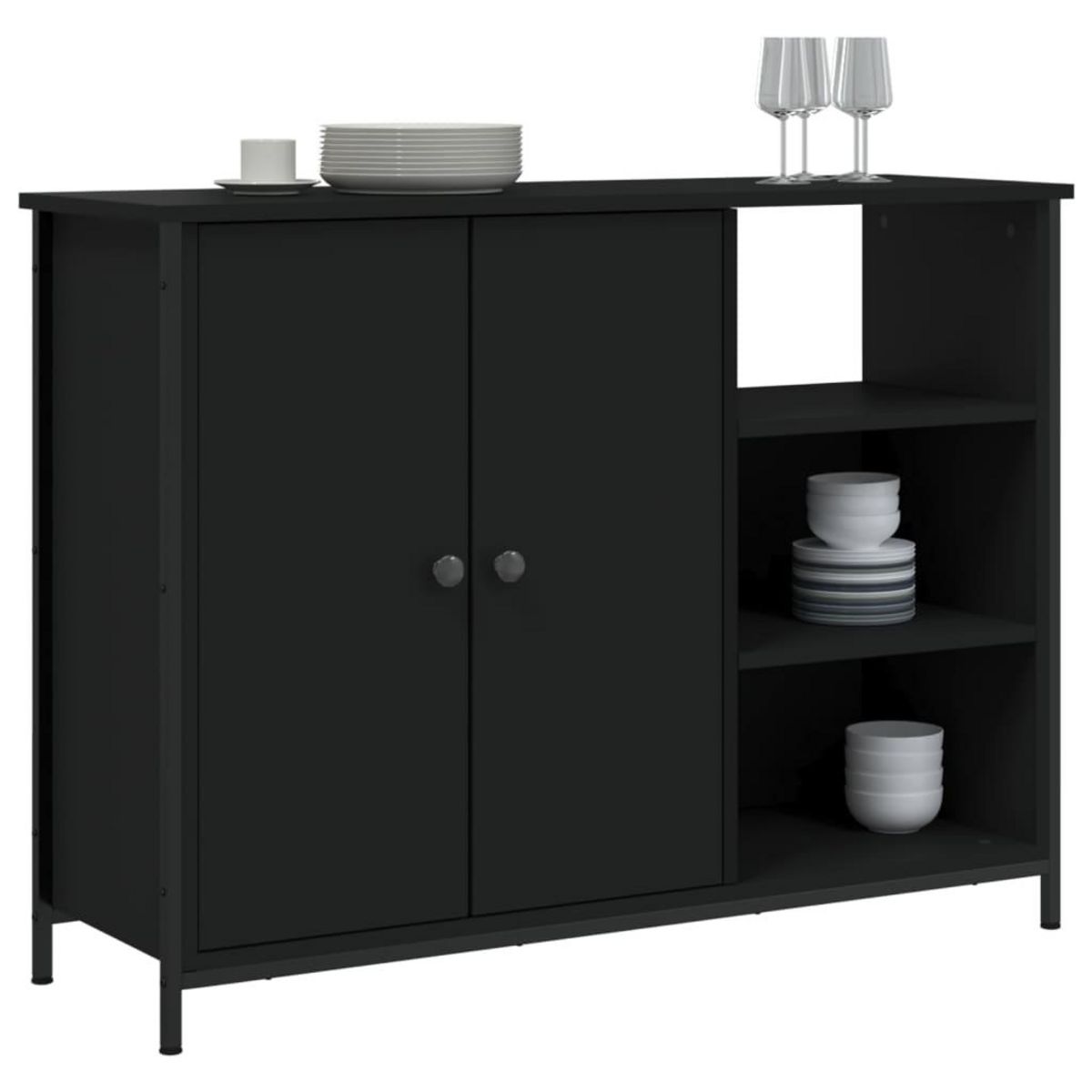 VIDAXL Buffet noir 100x33x75 cm bois d'ingenierie
