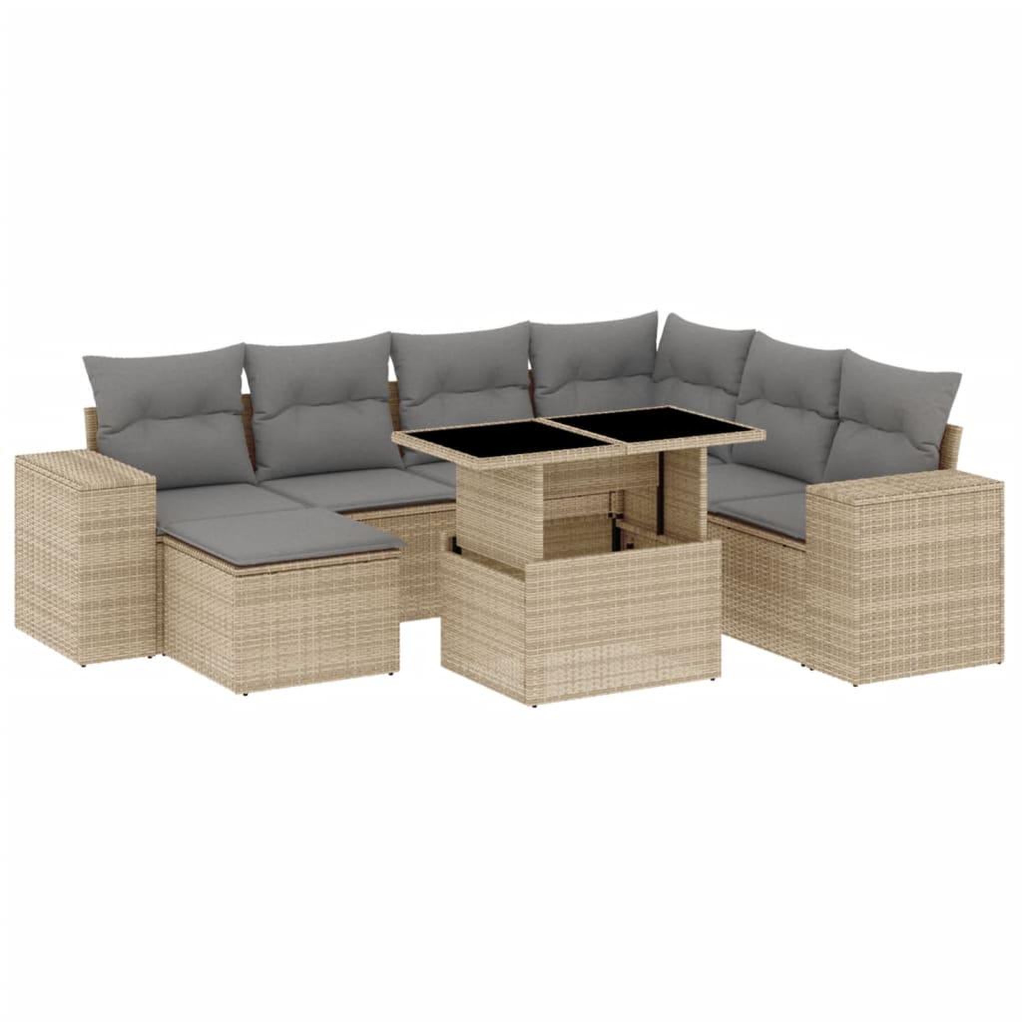 Voir la diapositive 2 : VIDAXL Salon de jardin avec coussins 8 pcs beige resine tressee