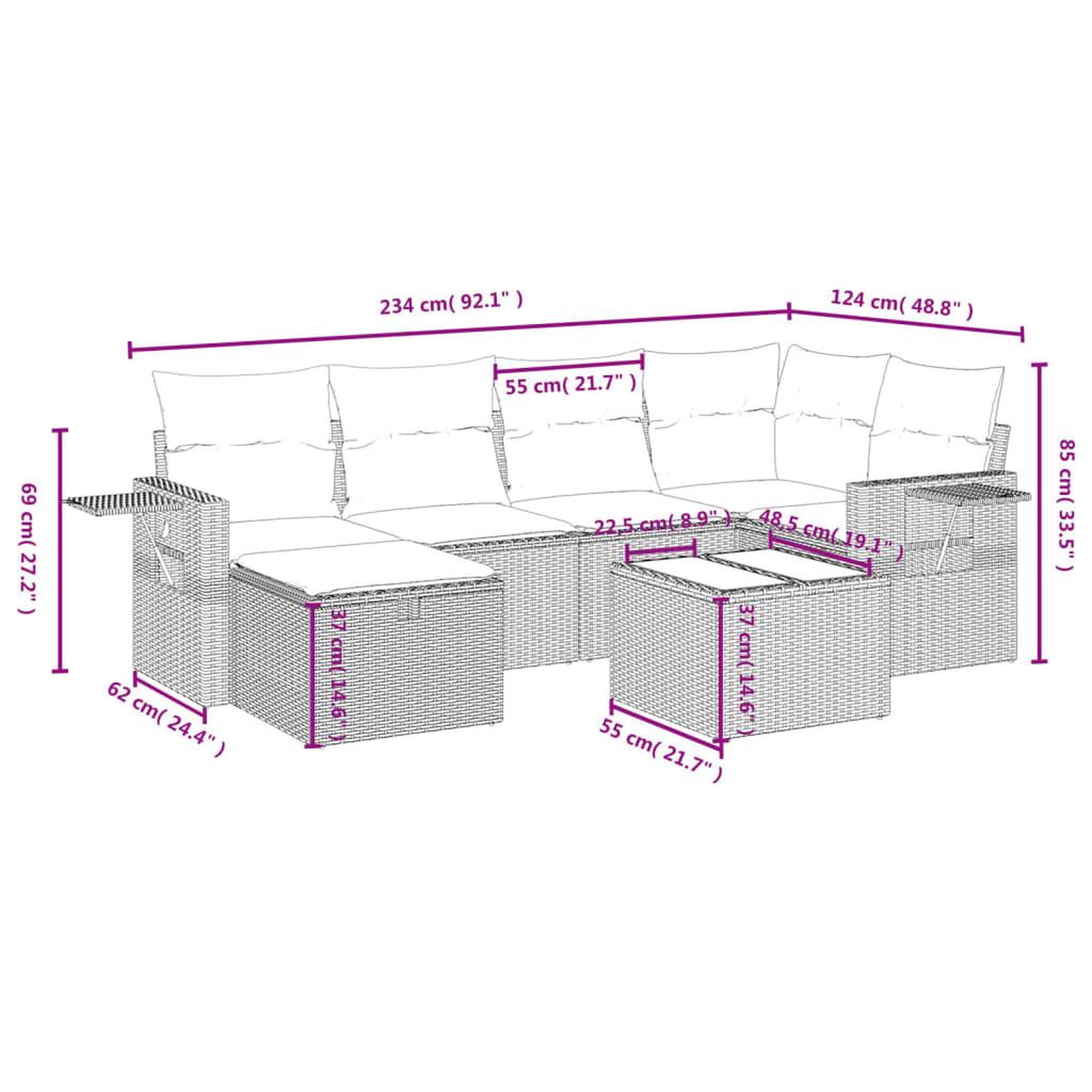 Voir la diapositive 4 : VIDAXL Salon de jardin 7 pcs avec coussins noir resine tressee