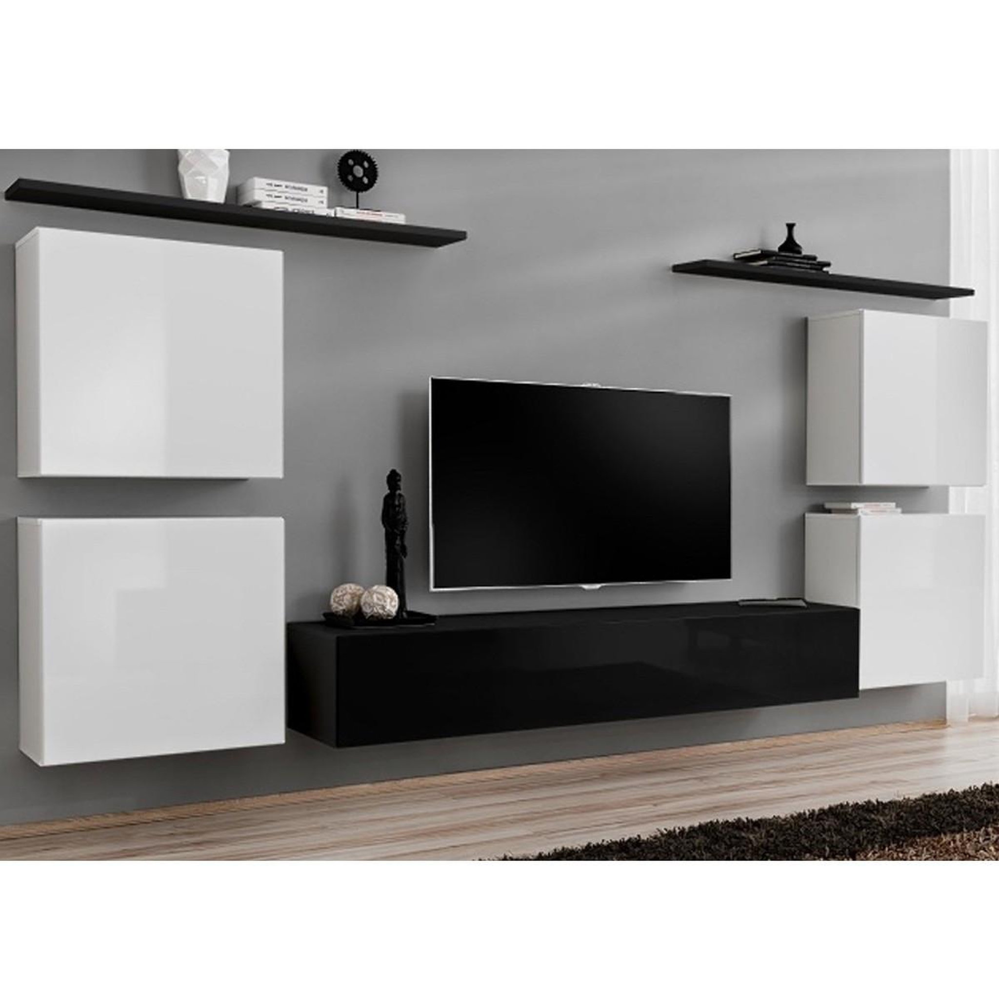 Paris Prix Meuble tv mural design  switch iv  320cm blanc & noir