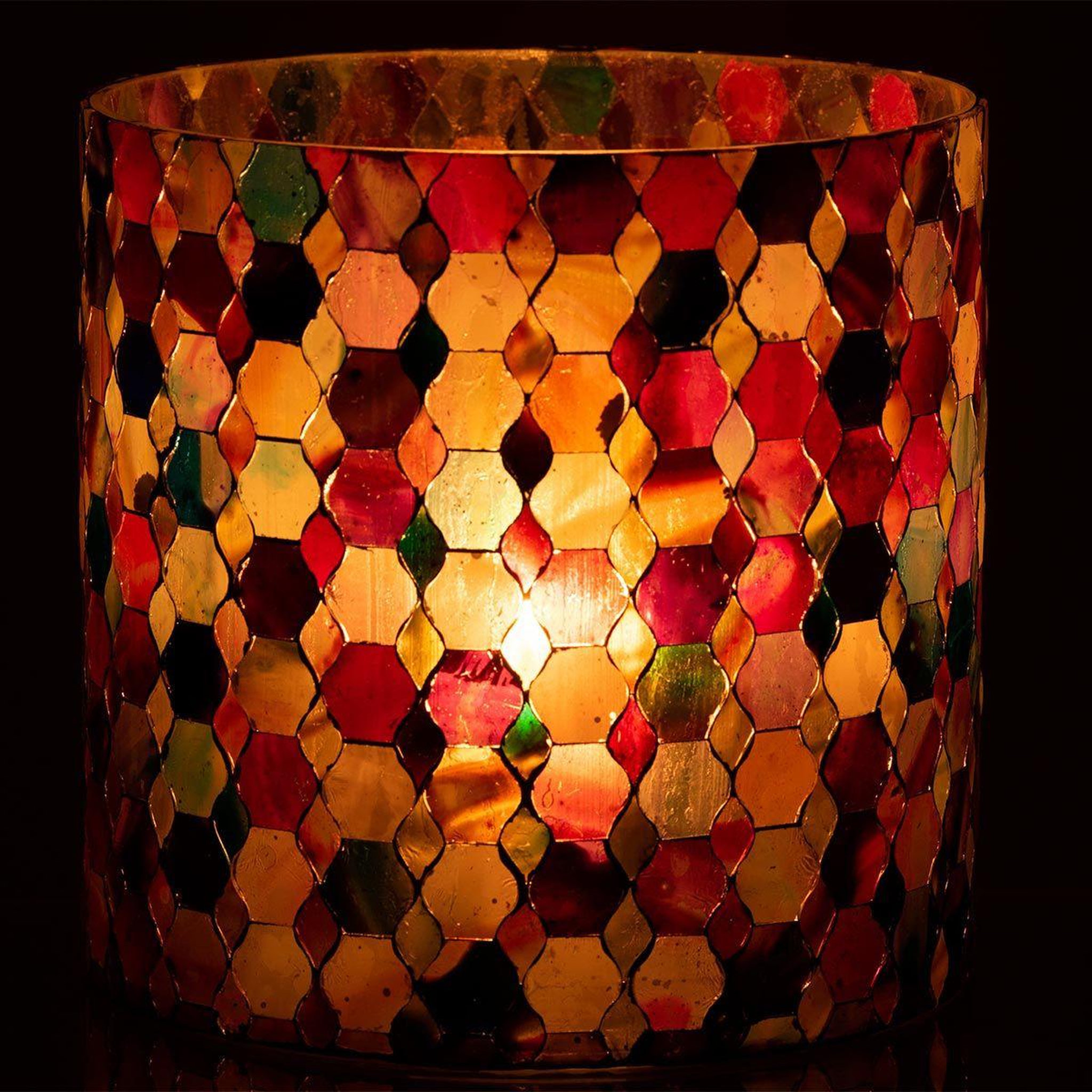 Voir la diapositive 3 : J-LINE Photophore en verre design  pub  21cm multicolore