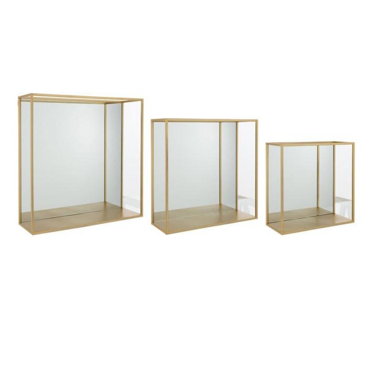 Paris Prix Lot de 3 Étagères Murales Déco  Miroir  60cm Or