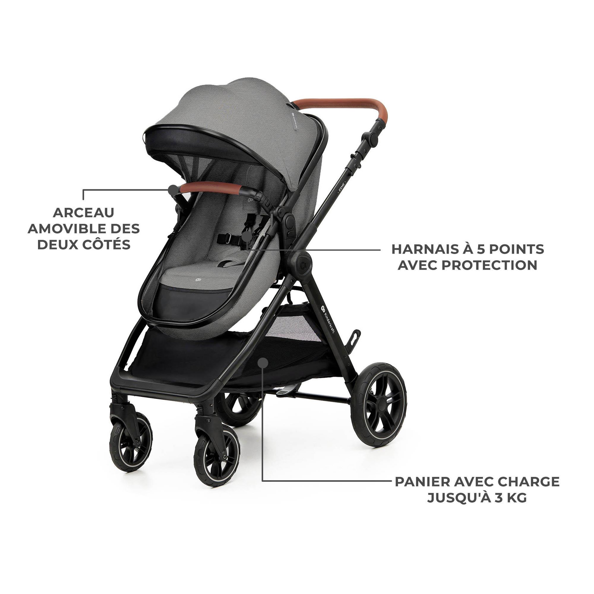 Voir la diapositive 4 : KINDERKRAFT Poussette multifonctionnelle 3 en 1 ESME PRO