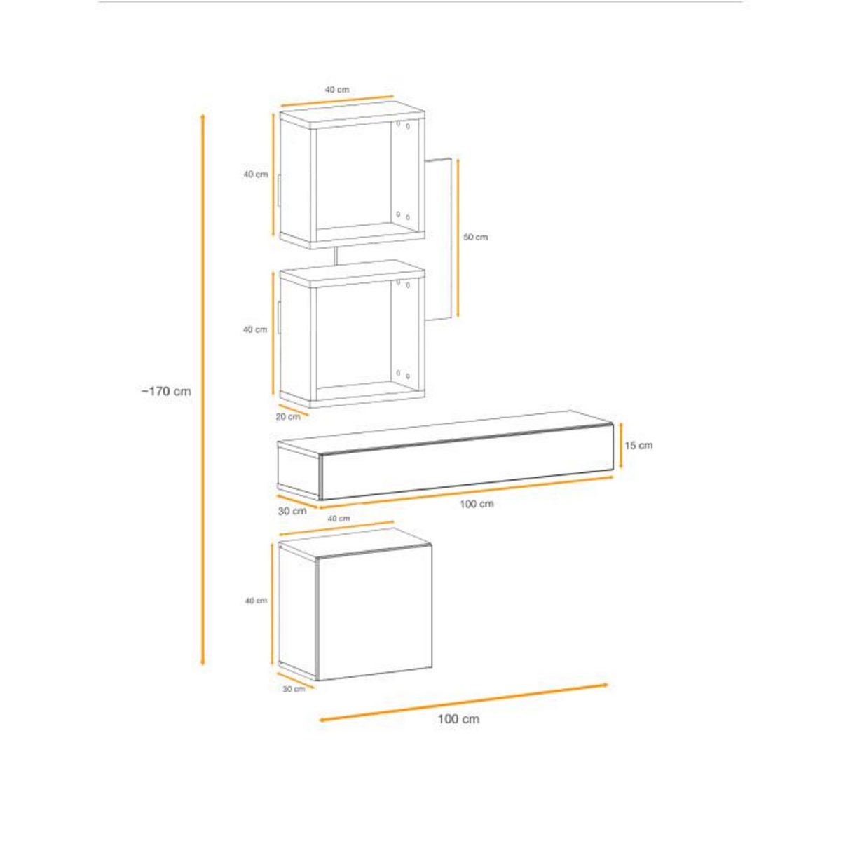 Paris Prix Ensemble Dressing Design  Easy III  170cm Naturel