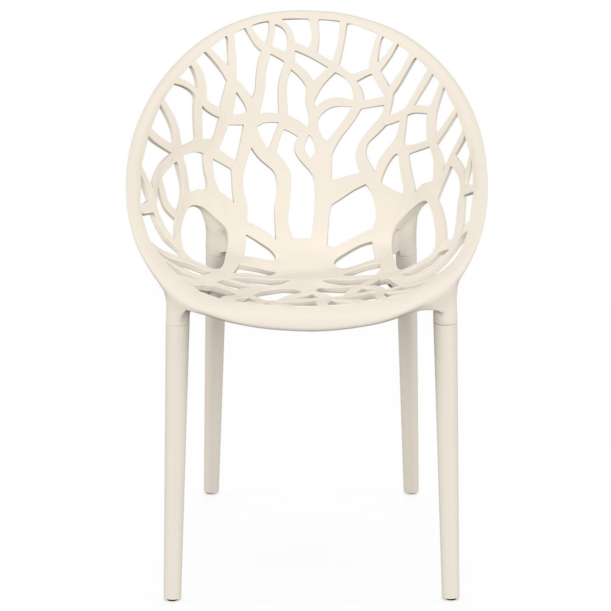 Voir la diapositive 3 : ID MARKET Lot de 4 chaises de jardin empilables amira en polypropylène beige motif organique