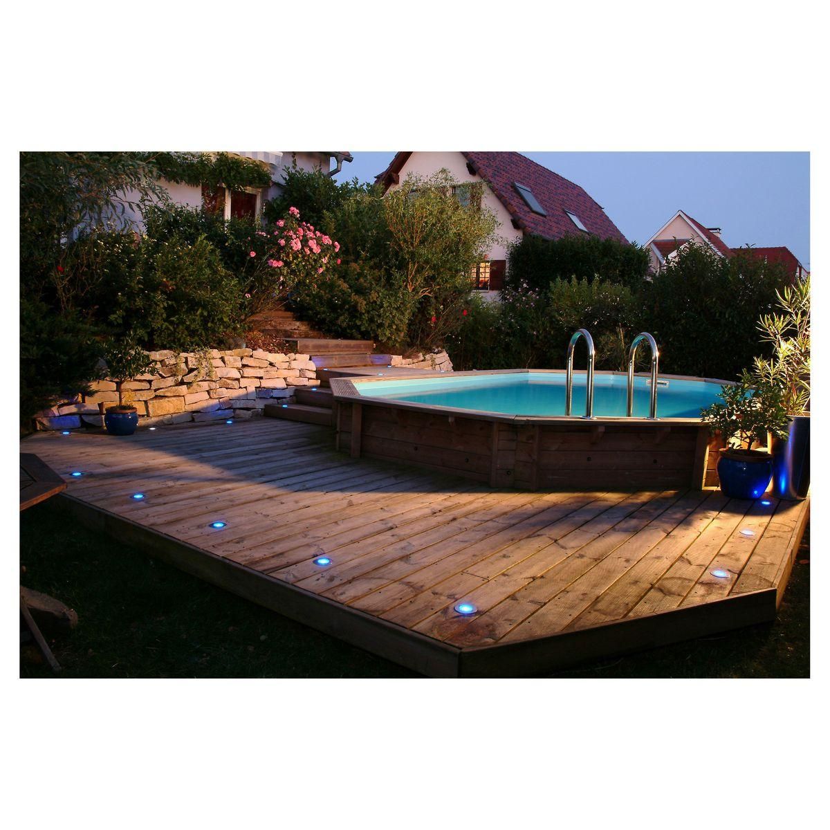UBBINK Piscine enterrée  bois octogonale - 300x490x120cm -Liner Bleu- SUNWATER