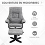 Voir la diapositive 4 : HOMCOM Fauteuil relax style contemporain - dossier inclinable, repose-pied - piètement bois peuplier noir tissu technique gris