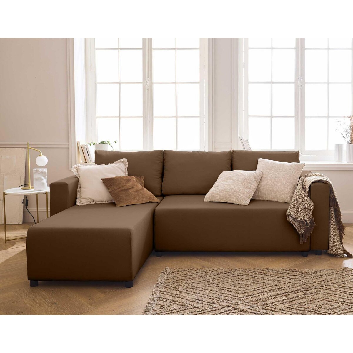 BEST MOBILIER Regala - canapé d'angle réversible - 4 places - convertible avec coffre - en tissu