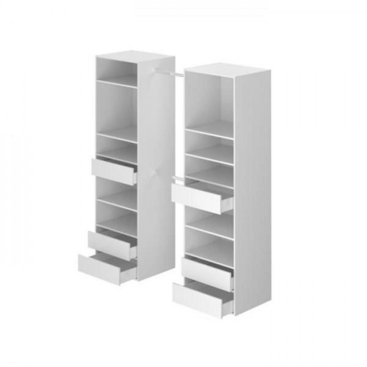 MARKET24 Kit dressing 2 colonnes - Décor blanc - 6 tiroirs - 2 barres de penderie - L 177 x P 48 x H 200,2 cm - COMBI
